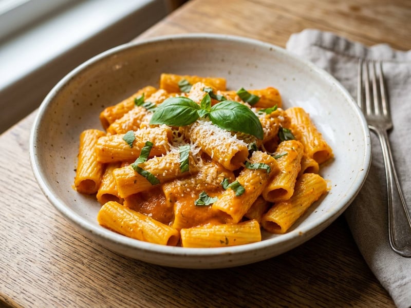 Pasta with Roasted Carrot Cream | Creamy Autumn Flavor