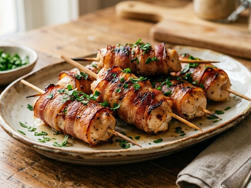 Grilled Bacon-Wrapped Chicken Rolls | Golden and Juicy