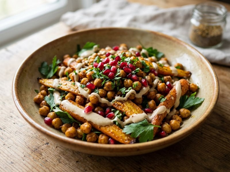 Salată caldă de năut cu morcovi | Prânz oriental sățios