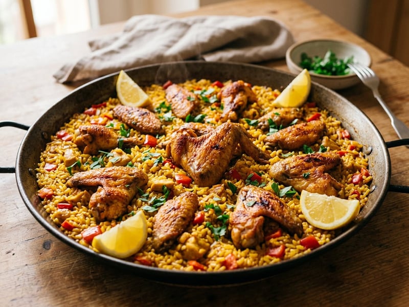 Arroz con alitas de pollo | Spanish rice with chicken wings