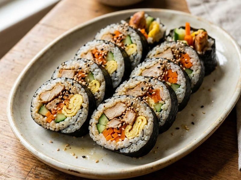 Kimbap cu pui marinat | Street food coreean savuros
