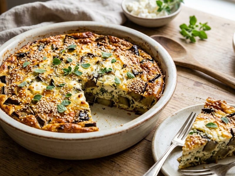 Baked Melitzanopita | Greek Eggplant Pie