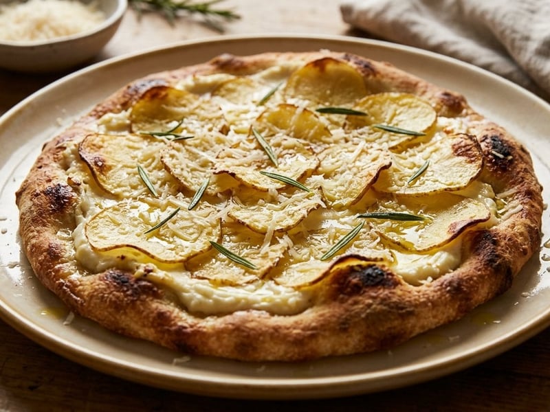 Flatbread cu mascarpone, cartofi și rozmarin
