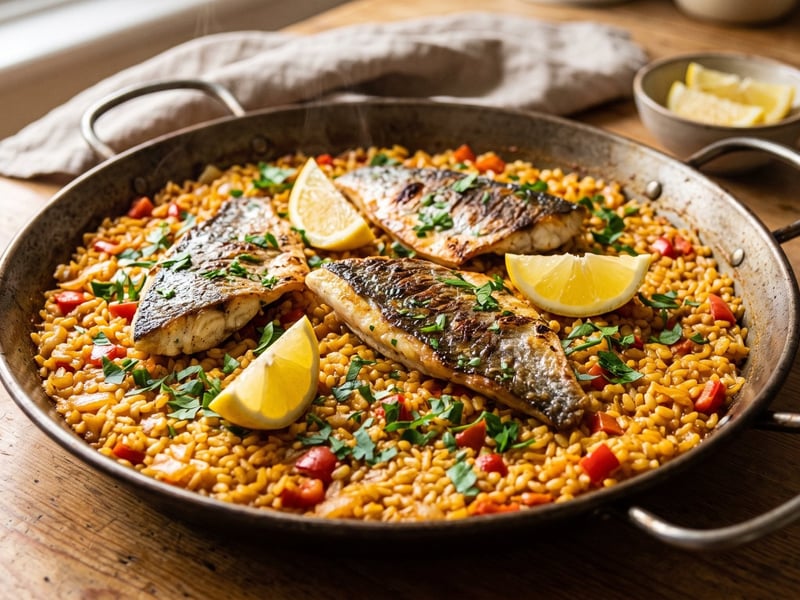 Arroz con dorada | Spanish rice with sea bream and saffron in a pot