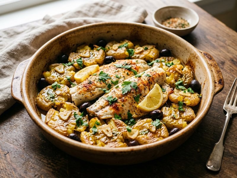 Robalo à Lagareiro | Aromatic Sea Bass with Crushed Potatoes
