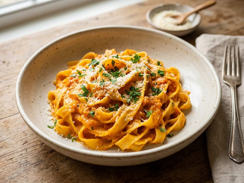 Pasta with Roasted Carrot Cream and Parmesan | Taste of Italy