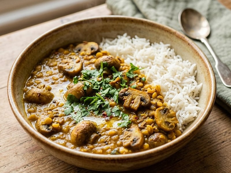 Khumb Dal | Indian Lentil and Mushroom Curry