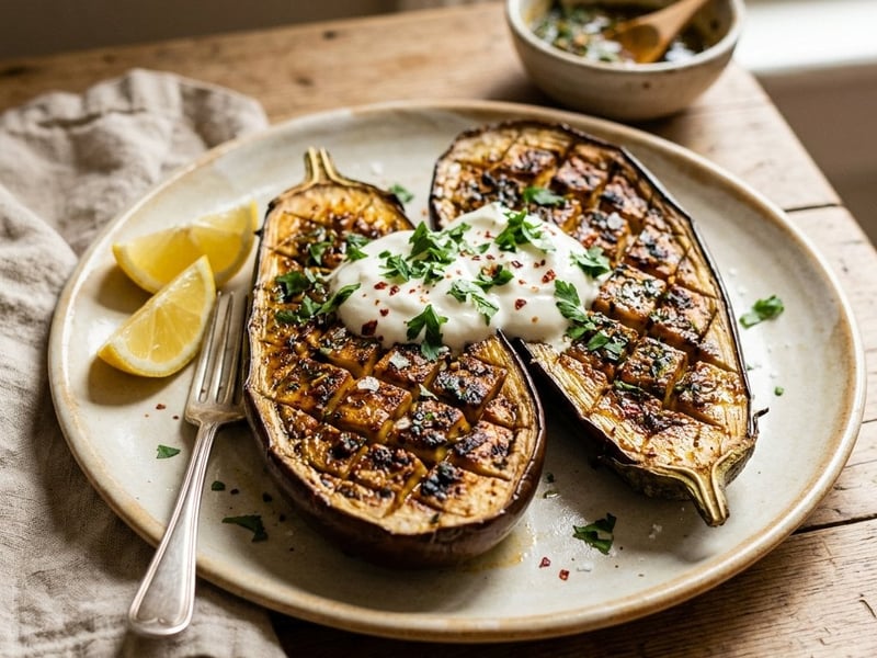 Baked Eggplant with Chermoula | Mediterranean Flavor