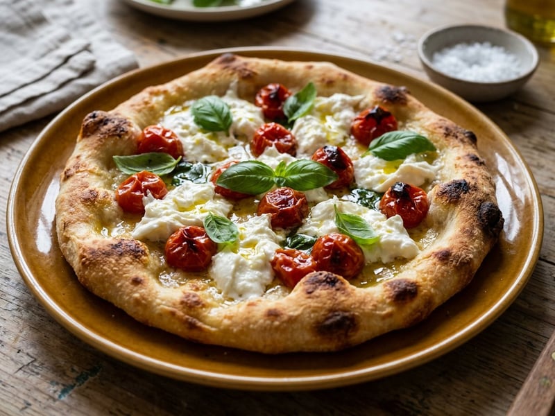 Italian Flatbread with Burrata and Tomatoes | Crispy and Creamy