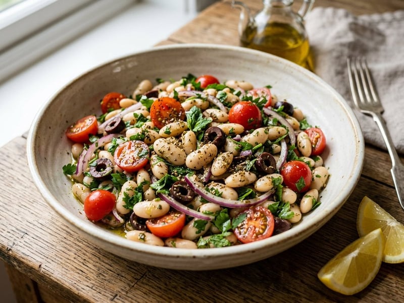 Salată caldă de fasole cu za'atar | Prânz oriental aromat