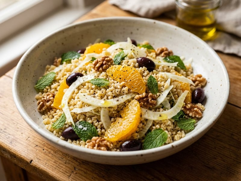 Salată siciliană de bulgur cu fenicul | Prânz aromat