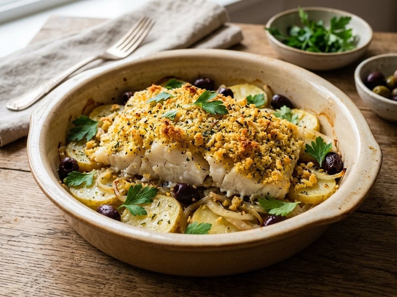 Bacalhau com Broa | Baked Cod with a Crispy Crust