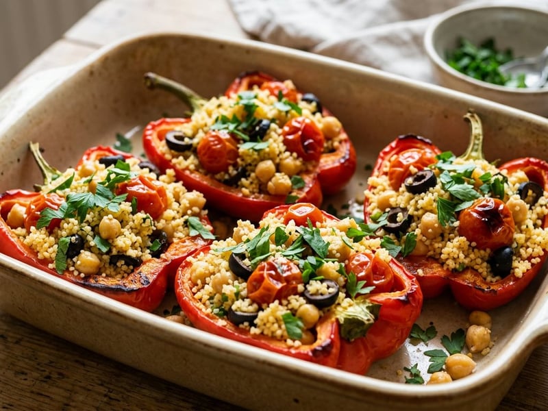 Peppers Stuffed with Mediterranean Couscous | Oven-Baked Delight