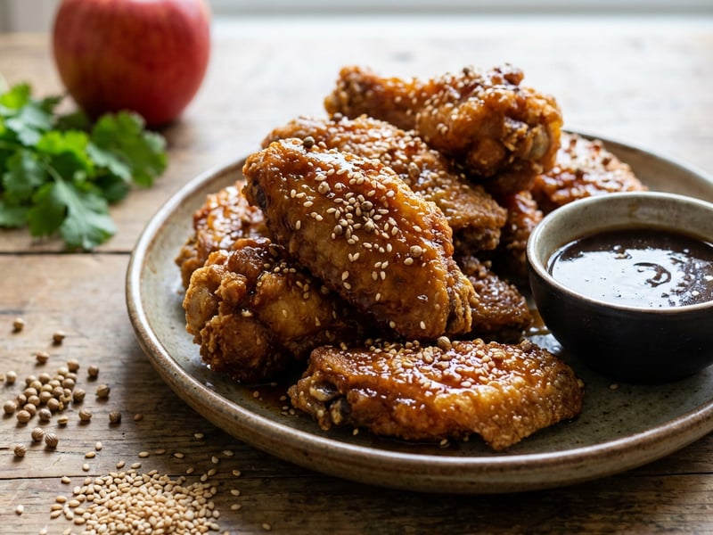 Aripioare de pui prăjite cu sos Teriyaki