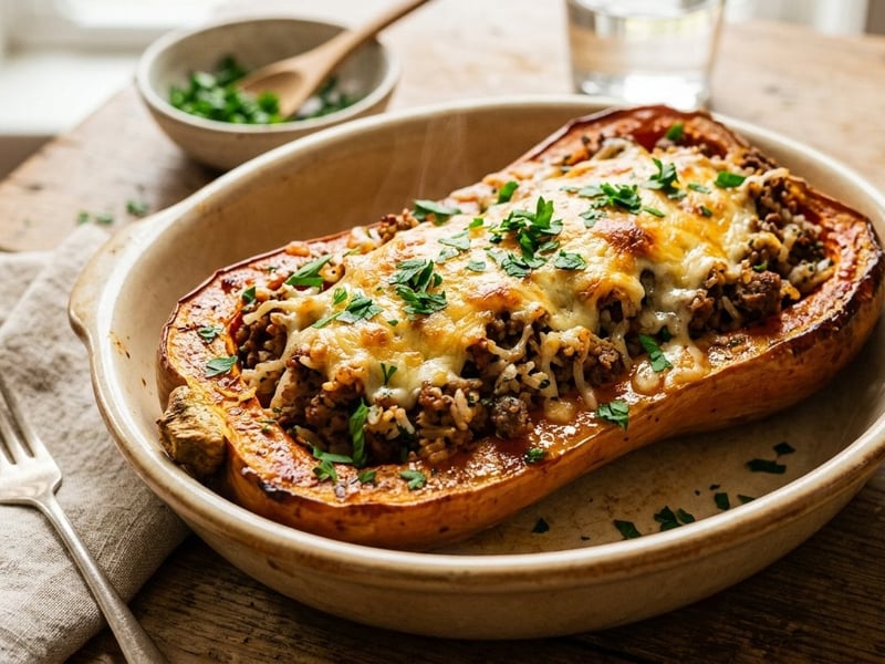 Stuffed Butternut Squash with Minced Meat | Oven-Baked