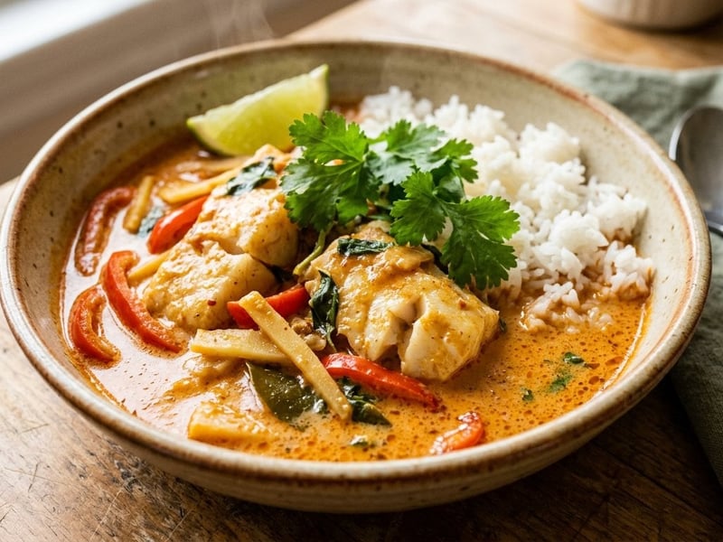 Curry roșu cu pește alb | Aromă thailandeză intensă