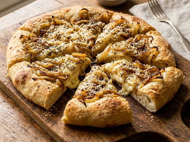 Fugazza with mozzarella and onion | Crispy flatbread