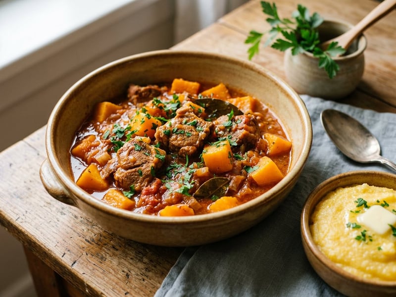 Tocană de porc cu dovleac plăcintar | Aromată și fragedă