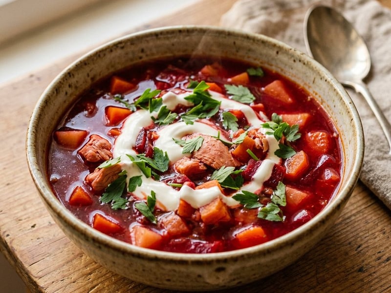Chicken Borscht with Beetroot | Moldavian Tradition