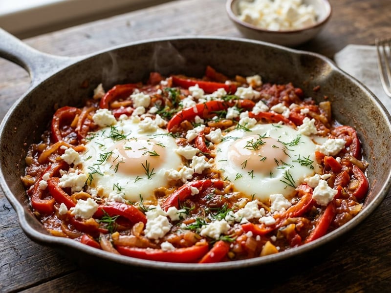 Piperchi târgăsite cu ouă și telemea | Brunch dobrogean