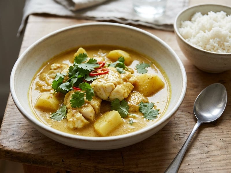 Curry thailandez galben cu pește alb | Cină cremoasă