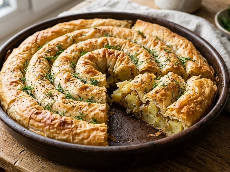 Spiral Potato Pie | Golden and Crispy