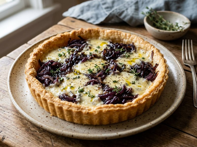 Crostata sărată cu Gorgonzola și ceapă caramelizată