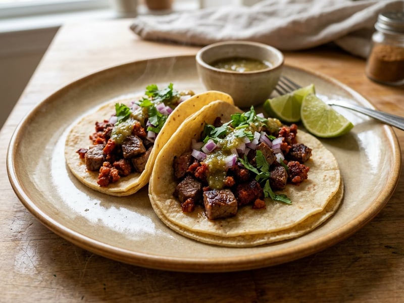 Tacos Campechanos cu vită și chorizo | Street food mexican