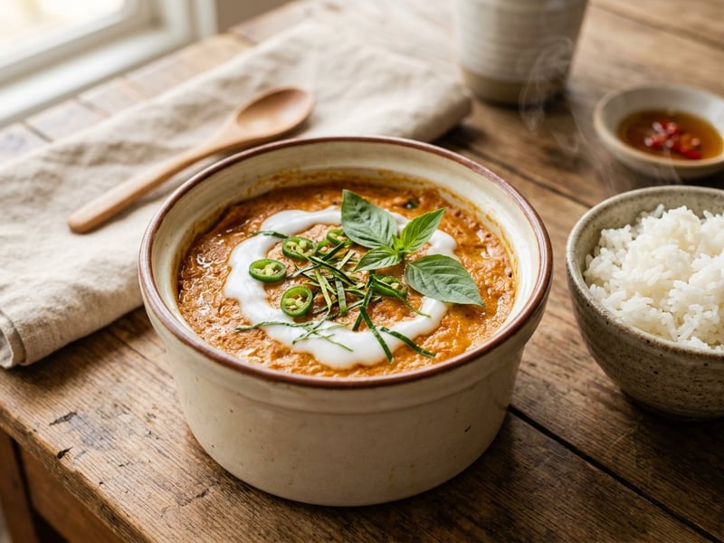 Hor Mok Pla | Soufflé thailandez de pește la abur