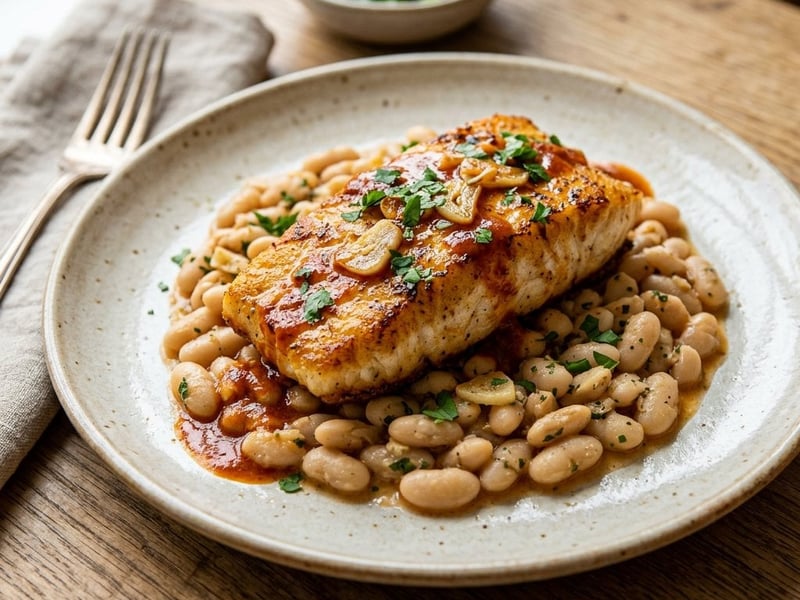 Bacalao a la llauna | Catalan cod with paprika and white beans