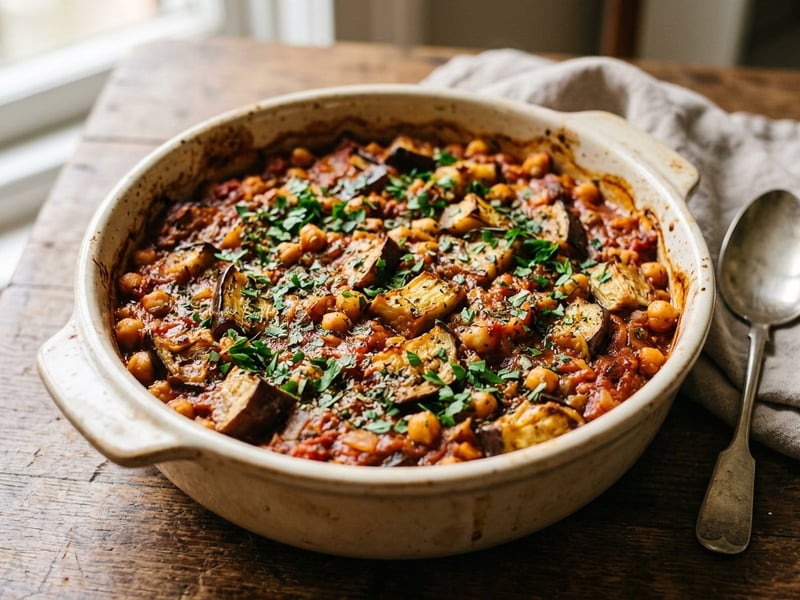 Baked Maghmour | Eggplant and Chickpea Moussaka