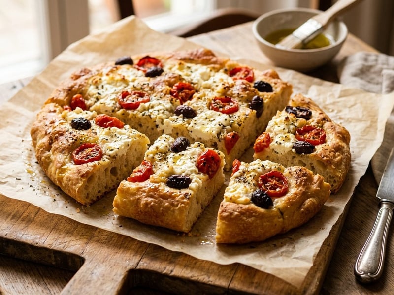 Focaccia cu ricotta și roșii cherry | Flatbread pufos