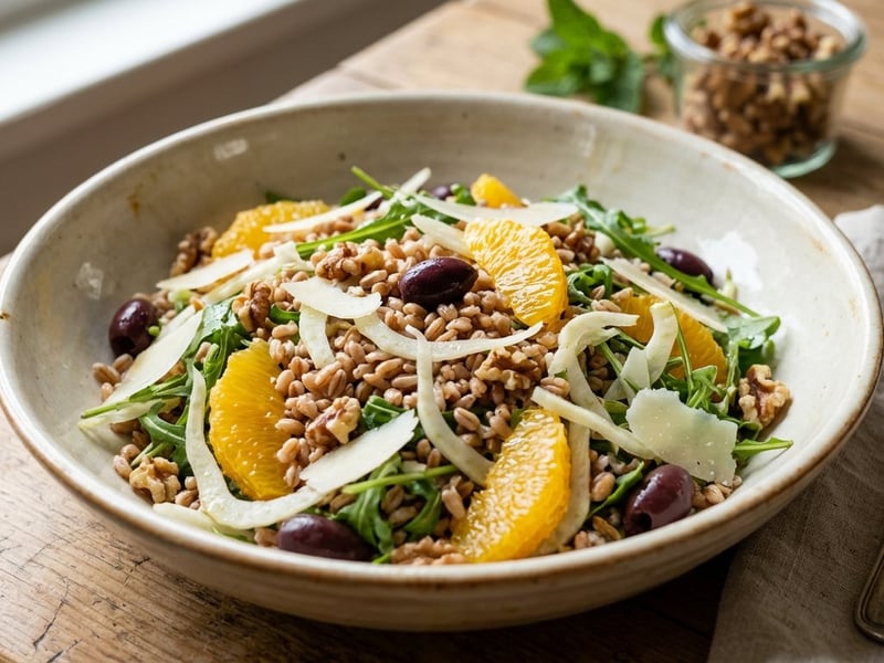 Salată de farro cu fenicul și portocale | Prânz sicilian