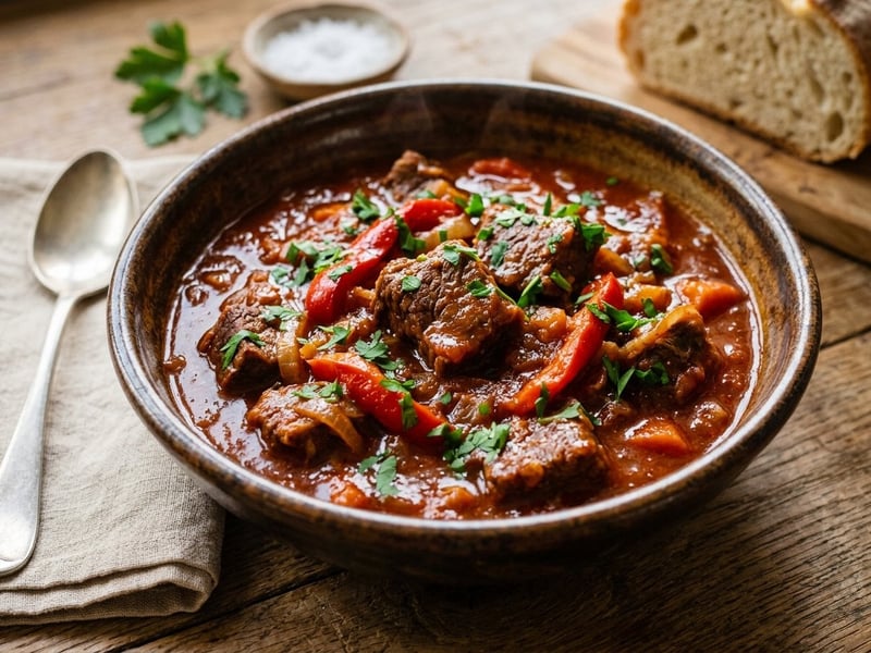 Beef Stew with Roasted Peppers
