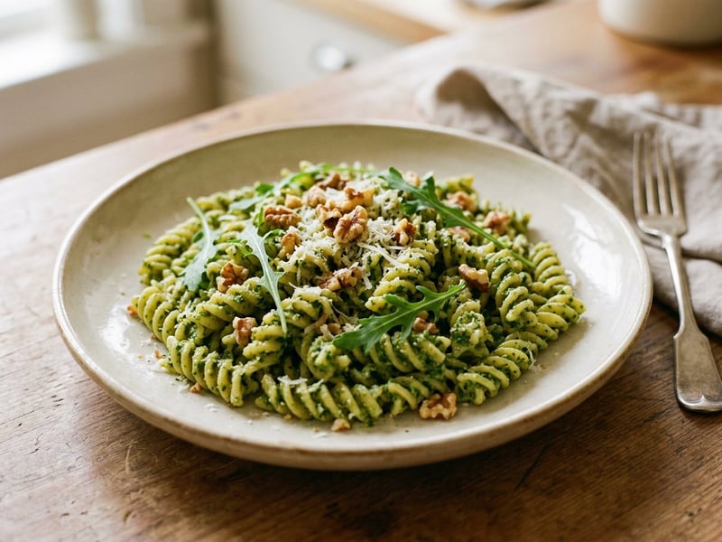 Fusilli cu pesto de rucola și nuci | Clasic italian rapid