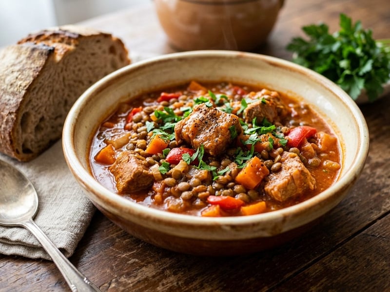 Traditional Lentil Stew with Pork | Tender and Hearty