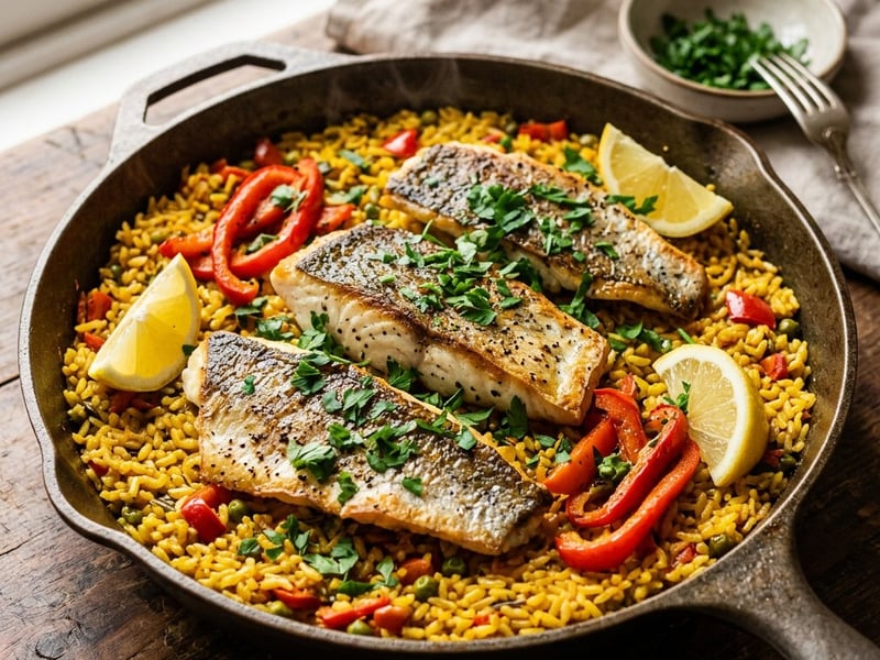 Arroz con lubina | Spanish Rice with Sea Bass