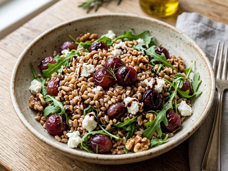 Tuscan farro salad with roasted grapes | Autumn lunch