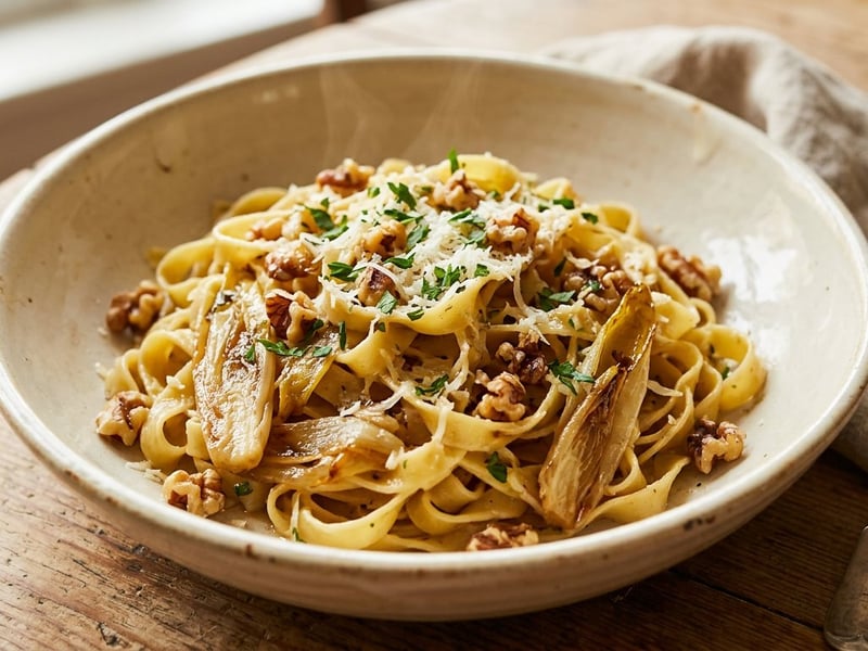 Tagliatelle cu andive caramelizate și nuci | Gust italian rafinat