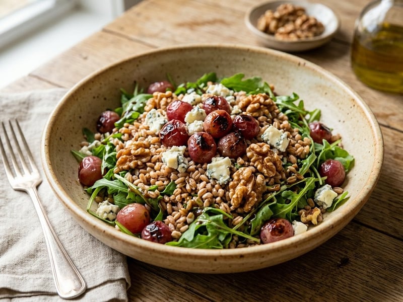 Tuscan Farro Salad with Roasted Grapes | Autumn Lunch