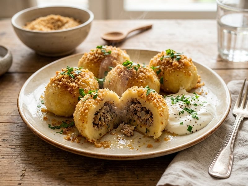 Potato Dumplings with Minced Meat | Savory and Filling