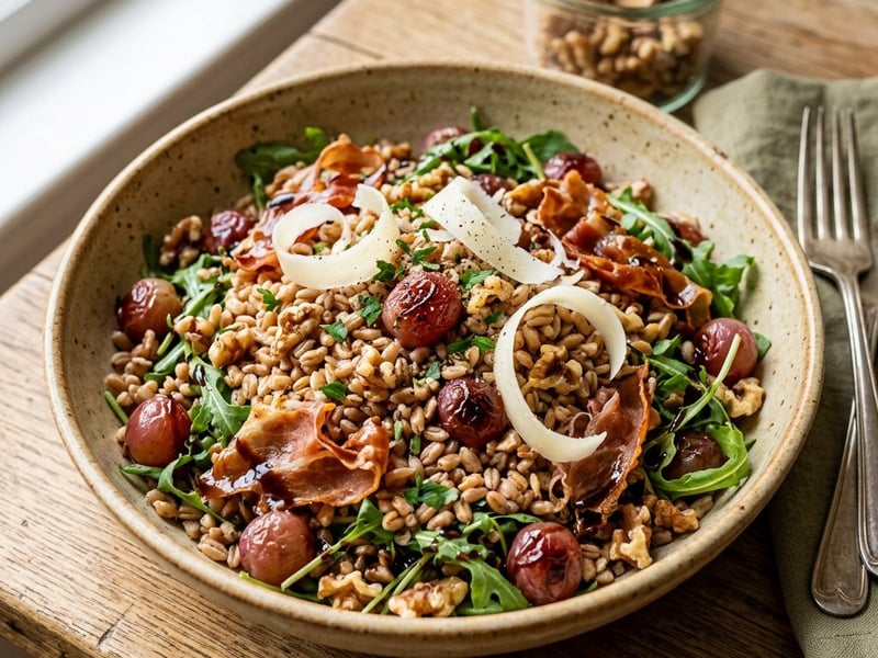 Salată toscană de farro cu struguri copți | Prânz toscan