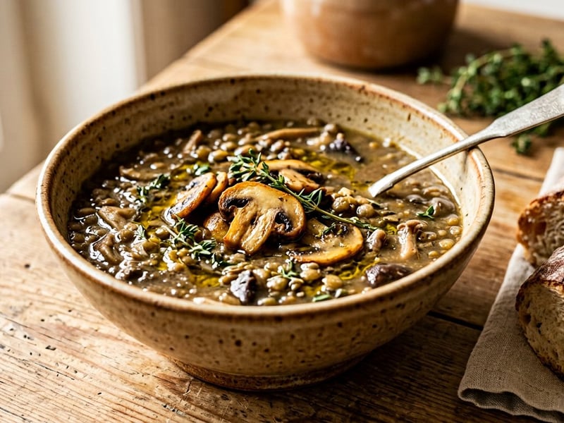 Supă franțuzească de ciuperci și linte | Bogată și aromată