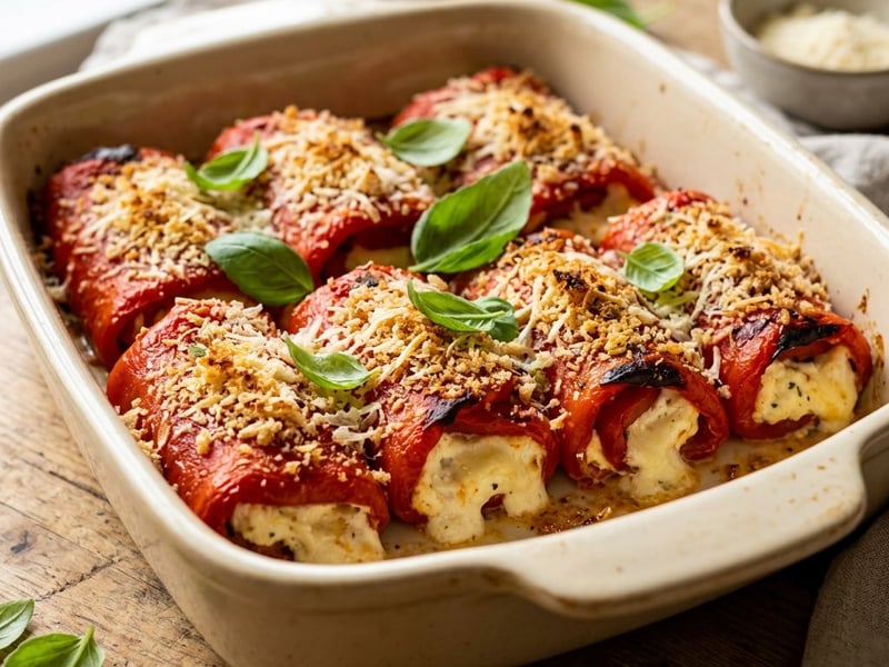 Baked Roasted Pepper Rolls | Italian Flavor