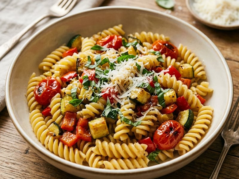 Fusilli all'Ortolana | Paste rapide cu legume rumenite