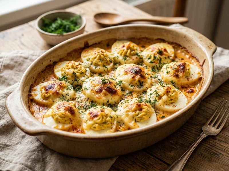 Ouă umplute gratinate cu smântână și cașcaval | Brunch tradițional