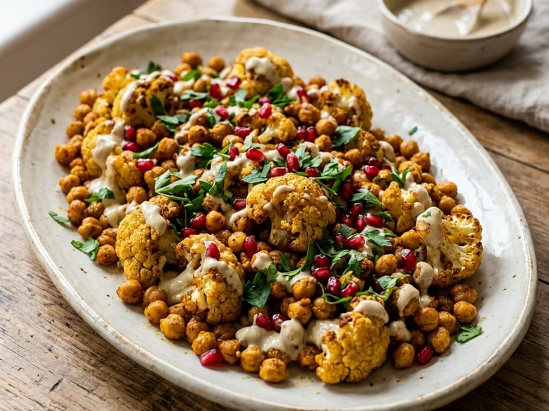 Salată libaneză de năut cu conopidă rumenită | Prânz oriental sățios