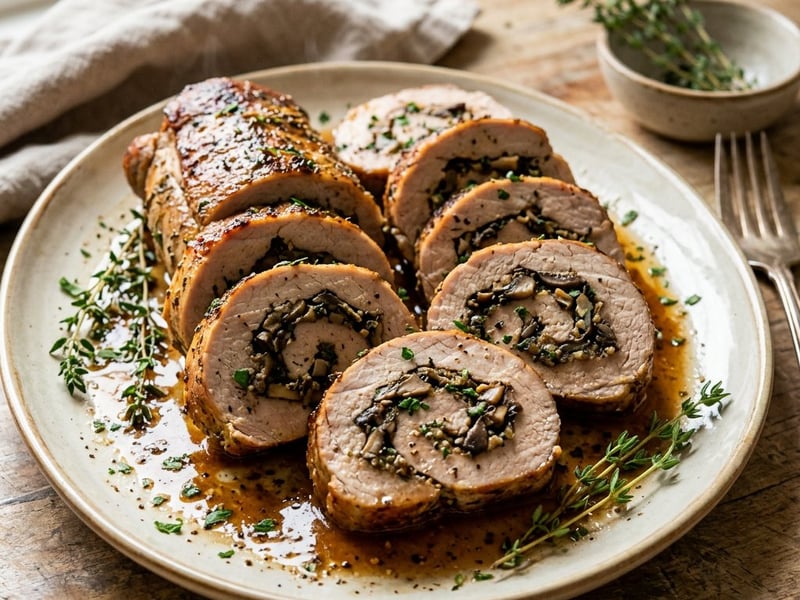 Mushroom-Stuffed Pork Tenderloin | Tender and Juicy in the Oven