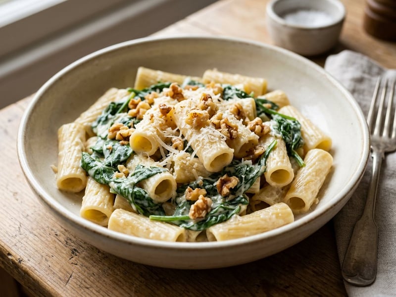 Rigatoni cu spanac și gorgonzola | Cină italiană rapidă