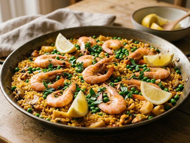 Arroz marinero with shrimp and peas | Spanish skillet rice